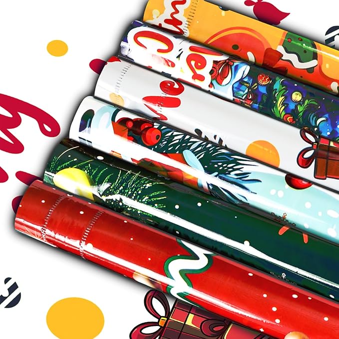 AURUZA 20PCS Christmas Drawstring Gift Bags - Assorted Sizes from Small to Jumbo, with Colorful Designs & Tags, Ideal for Holiday Wrapping & Decorations Party Favors