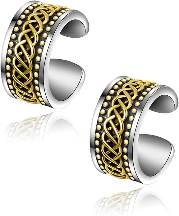 CHIC & ARTSY 925 Sterling Silver Ear Cuffs for Women, Non Piercing Clip On Cartilage Cuffs, Adjustable Fake Conch & Helix Earrings, Gold Plated & Oxidized Various Styles