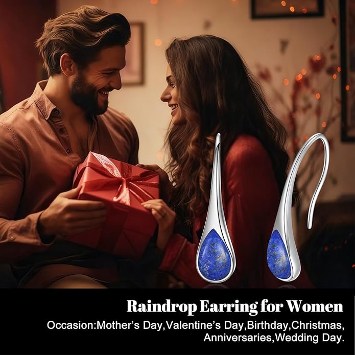 925 Sterling Silver Small Pear-Shaped Modern Style Hook Earrings with Crystals from Austria