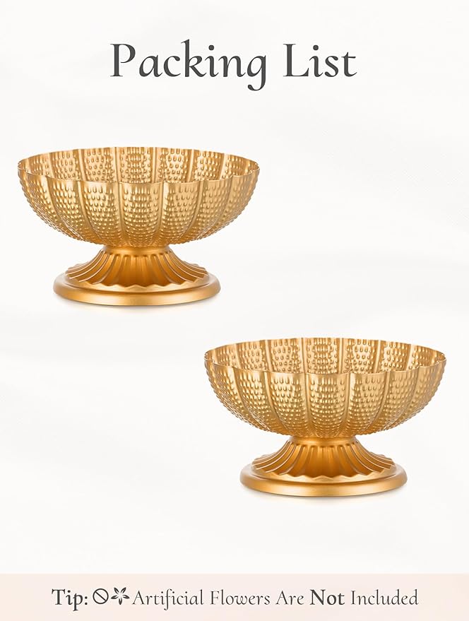 Gold Vase Centerpieces for Table: Gold Flower Vase for Wedding Centerpieces 2 Packs Mini Sized Flower Stand Arrangement Bulk for Party Event Engagement Celebration