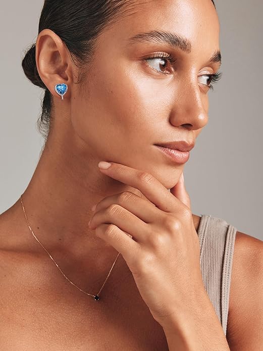 FindChic Sparkling Birthstone Clip On Earrings for Women, Silver Plated Stud Earrings 8MM Cubic Zirconia Non Pierced Studs, 12 Months Birthday Jewelry Gift