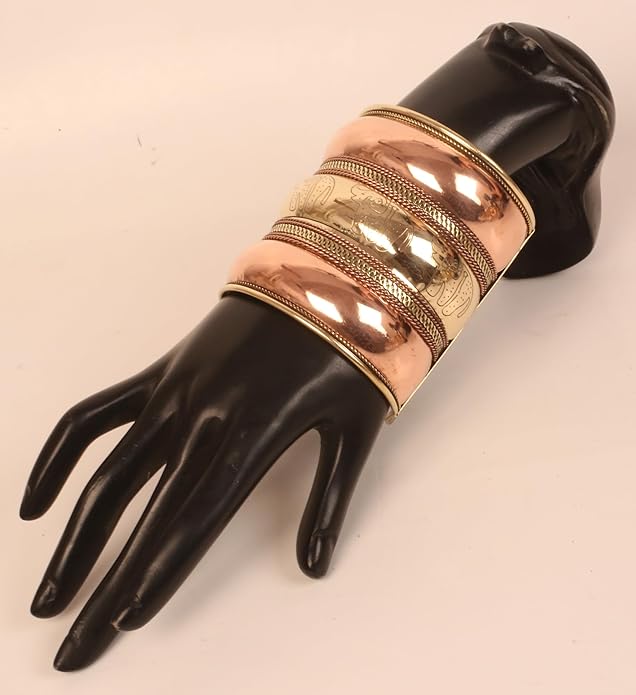 Touchstone Indian Bollywood Handcrafted Slip In Easy To Wear Stylish Wrist Enhancer Designer Broad Jewelry Cuff Bracelet For Women and Men.
