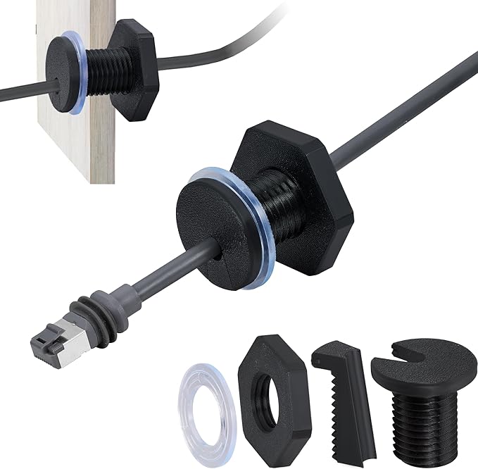 RV Cable Passthrough/Grommet for Starlink (Black, 75mm/2pcs)