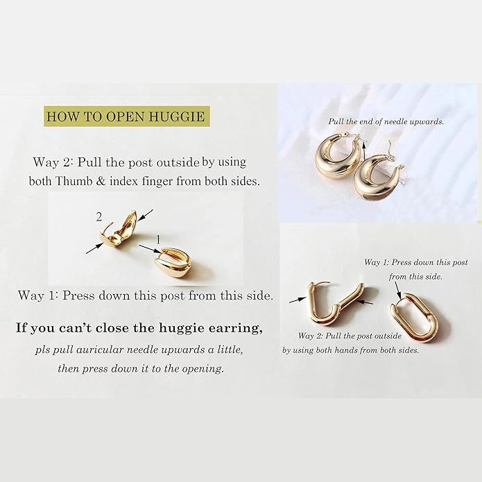 Wgoud 6 Pairs Gold Hoop Earrings Set for Women, 14K Gold Plated Hypoallergenic Lightweight Chunky Open Huggie Hoops Earrings Jewelry for Gifts.