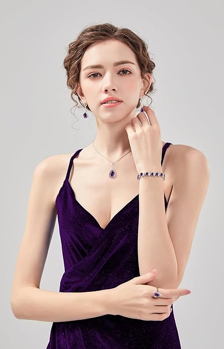 GZWHD Jewelry Set for Women CZ Earrings Necklace Ring Bracelet Set Prom Party Wedding Jewelry Gift for Mother Friend Wife