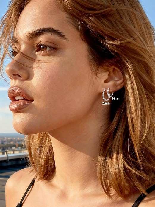 FaithHeart Sterling Silver Hoop Earrings for Women, Hypoallergenic Huggie Hoop Earrings Lightweight Small Cartilage Earrings Hoop Earring Dainty Everyday Earrings 6/8/10/12/14/15/16/18/20mm