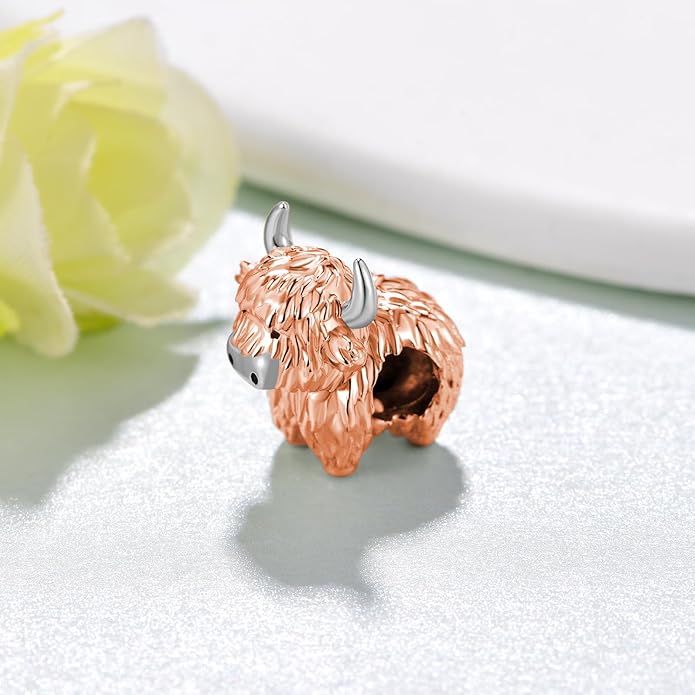 Highland Cow Charm 925 Sterling Silver Cow Charms for Bracelets Cow Jewelry Highland Cow Jewelry Gifts