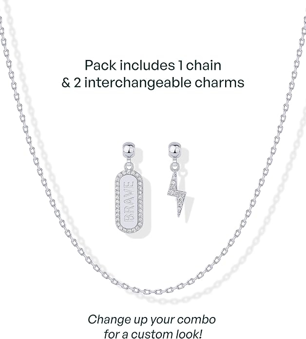 PAVOI 14K Gold Plated Dainty Necklace with Charms Set - Hypoallergenic Adjustable Chain Gold Charm Necklace for Women - Small Motif & Mantra 2 and 3-Pack Removable Pendants - Cute Jewelry Gifts