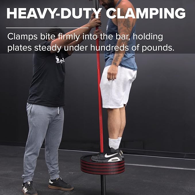 RapidGrip™ Barbell Collars – Automatic Locking Barbell Clamps for Olympic Weight Bars – Heavy Duty Barbell Clips for Gym, Weightlifting, Powerlifting & Cross Training – Quick Release, No Slip