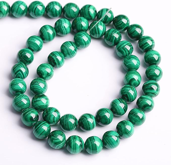 8MM 23PCS Natural Stone Green Malachite 3A Grade Gemstone Loose Beads for Jewelry Making DIY Bracelet