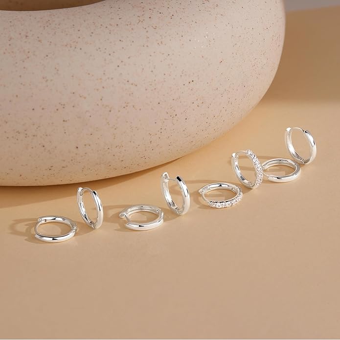 Small Gold Huggie Hoop Earrings Set for Women Men Hypoallergenic 14K Plated Stack Cartilage Earrings, Multiple Piercing Lightweight Mini Thin Cute Dainty Trendy Jewelry Set Christmas Gifts for Women