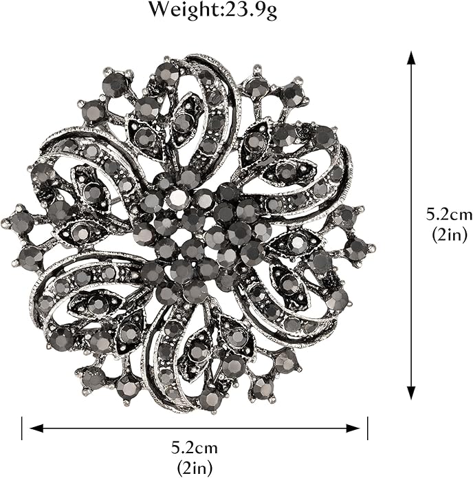 Wedding Party Sprial Flower Crystal Rhinestone Brooch Pin for Women Jewelry