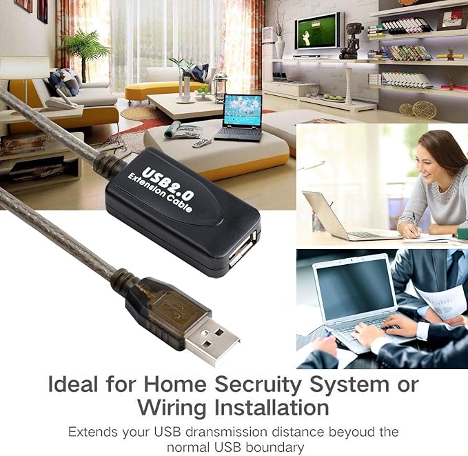 LDKCOK USB 2.0 Type A Male to A Female Active Repeater Extension Cable 30ft, High Speed 480 Mbps (30FT-10M)