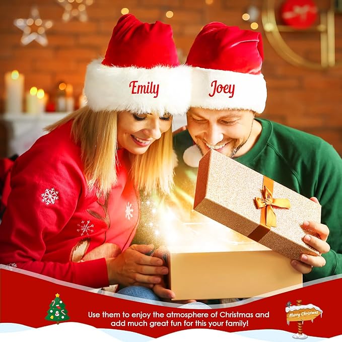Ulico Custom Christmas Hat, Personalized Santa Hat Embroidered with Name for Kids Adults，Xmas Holiday Christmas New Year