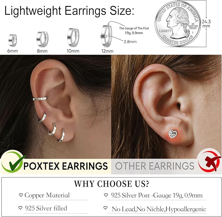 Small Gold Huggie Hoop Earrings Set for Women Men Hypoallergenic 14K Plated Stack Cartilage Earrings, Multiple Piercing Lightweight Mini Thin Cute Dainty Trendy Jewelry Set Christmas Gifts for Women