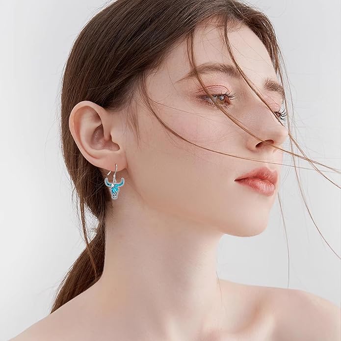 Western Earrings for Women 925 Sterling Silver Turquoise Western Country Dangle Drop Earrings Country Jewelry Gifts for Cowgirl Cowboy