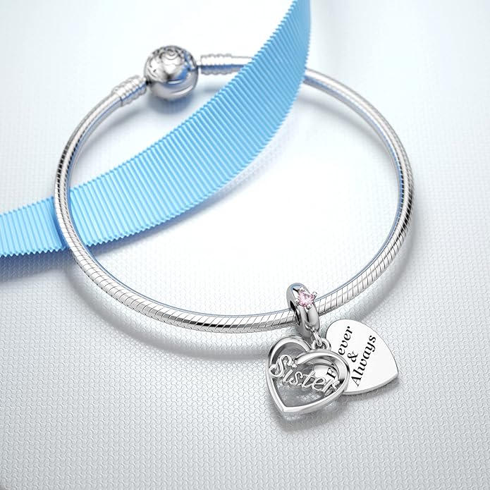 DALARAN Sister Mother Daughter Wife Charms for Bracelet Forever Always Love Charm for Birthday Christmas Sterling Silver Dangle Charm