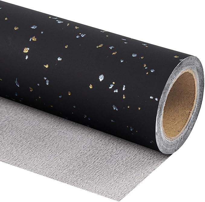 WRAPAHOLIC 30 Inch Jumbo Black Wrapping Paper Roll - 30 Inch x 16.5 Feet - Black Gold Design with Silky Touch Perfect for Birthday, Holiday, Wedding, Baby Shower