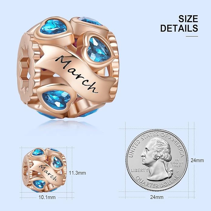 NINGAN Birthstone Charms 925 Sterling Silver Love Heart Openwork Bead for Charm Bracelets and Necklaces with 5A Cubic Zirconia, Birthday Mothers Day Jewelry Gifts Women