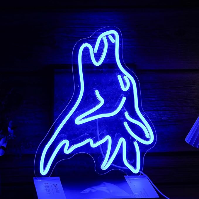 LISIGNVE Wolf Neon Sign Blue Led Cute Wolf Neon Lights for Wall Decor Dimmable USB Bedroom Sign Lights for Kids Room Home Decor Birthday Party Gifts