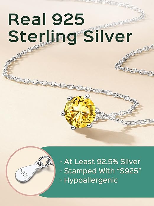 ChicSilver 925 Sterling Silver 12 Months Sparkling Round Cut Created Birthstone Pendant Necklace, 16 Inch Rolo Chain