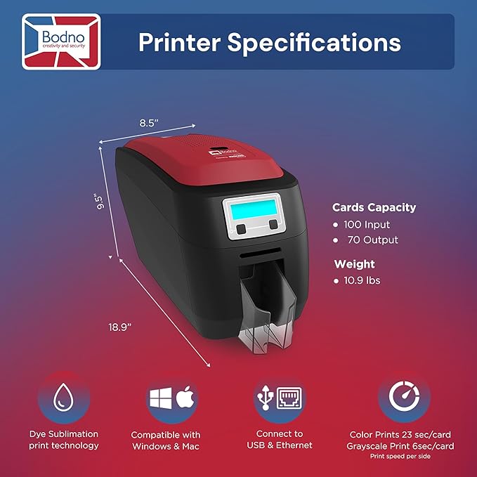 Bodno Magicard 400X Single Sided ID Card Printer & Complete Supplies Package ID Software - Gold Edition