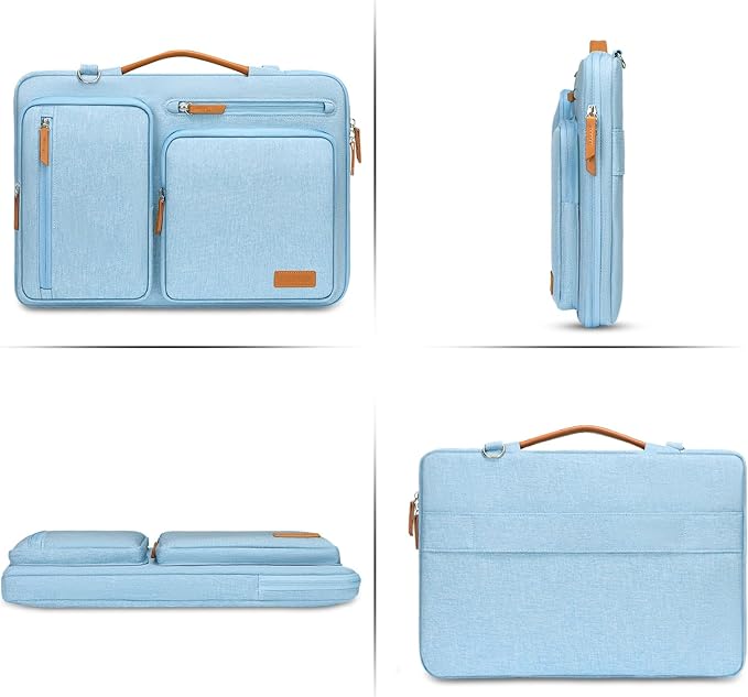 MOSISO 360 Protective Laptop Shoulder Bag,13-13.3 inch Computer Bag Compatible with MacBook, HP, Dell, Lenovo, Asus Notebook,Side Open Messenger Bag with 4 Zipper Pockets&Handle, Air Blue
