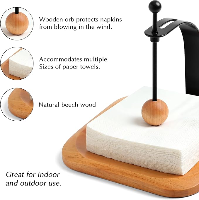 Napkin Holder for Table, Wood Napkin Holders for Paper Napkins, Cocktail Napkin Holder, Suitable for Kitchen, Restaurant, Bar, Office, Parties, Home Décor, Hotel, Cafe (Beech Wood)