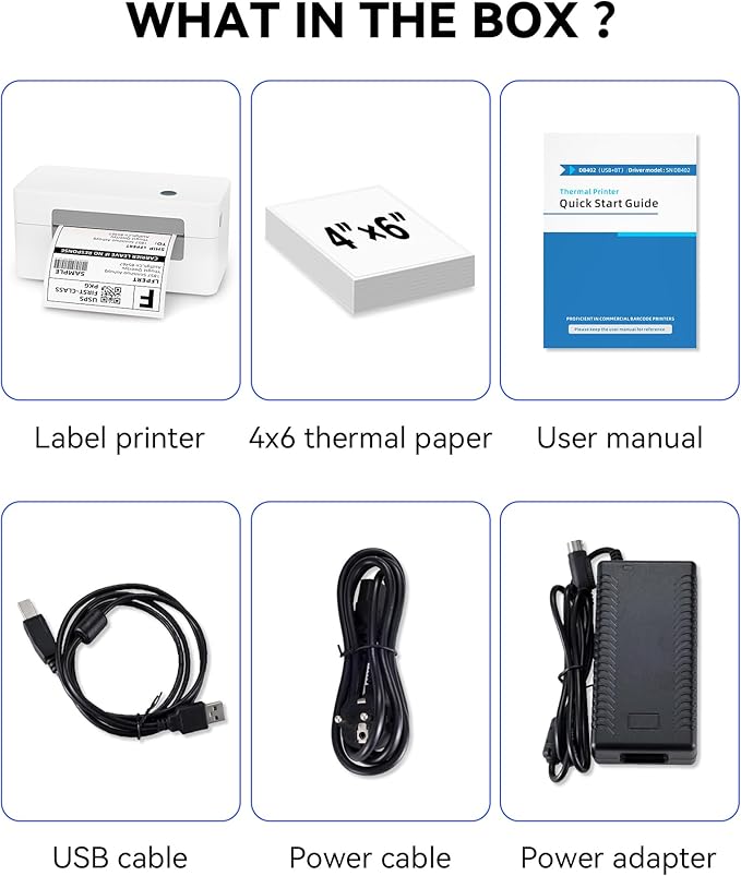 Bluetooth Thermal Label Printer, Wireless 4x6 Shipping Label Printer for Small Business & Shipping Package Compatible with Android, iOS, Windows & Mac, Used for Amazon, Ebay, Shopify, USPS Etc