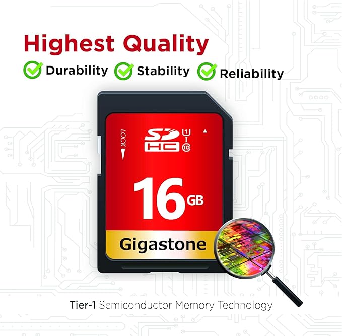 GIGASTONE 16GB SD Card 20-Pack UHS-I U1 Class 10 SDHC Memory Card High Speed Full HD Video Compatible with Canon Digital Camera, SPYPOINT TACTACAM WOSPORTS Trail Camera, with 20 Mini Cases