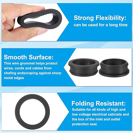 PATIKIL 42.6mm / 1-11/16 Inch Drill Hole,1-7/16 Inch ID Rubber Grommets, 3Pcs Top Hat Grommet for Wiring Eyelet Ring Gasket Automotive Firewall Cable Hole Plugs Wires Protection, Black