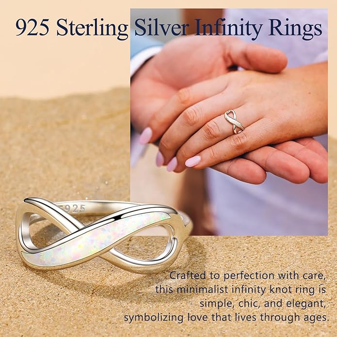 Suplight 925 Sterling Silver Ring Simple Infinity Knot Wedding Band Rings Love Knot Promise Ring for Women Size 4-12(with Gift Box)