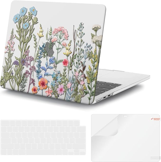 iCasso for MacBook Air 13 inch Case 2025 2024-2022 Release M4 A3240 M3 A3113 A2681 M2 with Liquid Retina Display, Hard Plastic Shell for Mac Air 13.6, TPU Keyboard Cover&Screen Protector, Weeds Clear