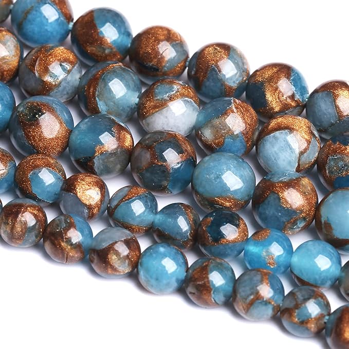 8MM 45PCS Lake Blue Cloisonne Craft Spacer Loose Beads for Jewelry Making DIY Bracelet
