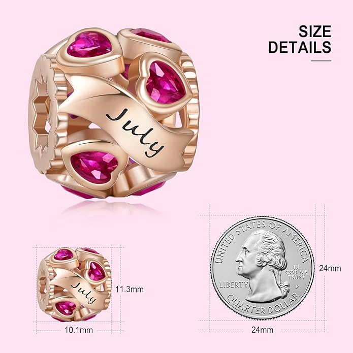 NINGAN Birthstone Charms 925 Sterling Silver Love Heart Openwork Bead for Charm Bracelets and Necklaces with 5A Cubic Zirconia, Birthday Mothers Day Jewelry Gifts Women