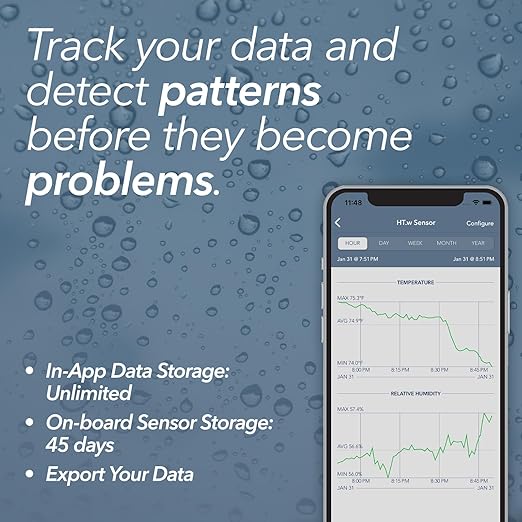 SensorPush HT.w Smart Temperature Sensor & Humidity Sensor - Bluetooth Thermometer & Hygrometer with App Monitoring - Water Resistant Temperature & Humidity Monitor for RV, Basement, Fridge (2 Pack)