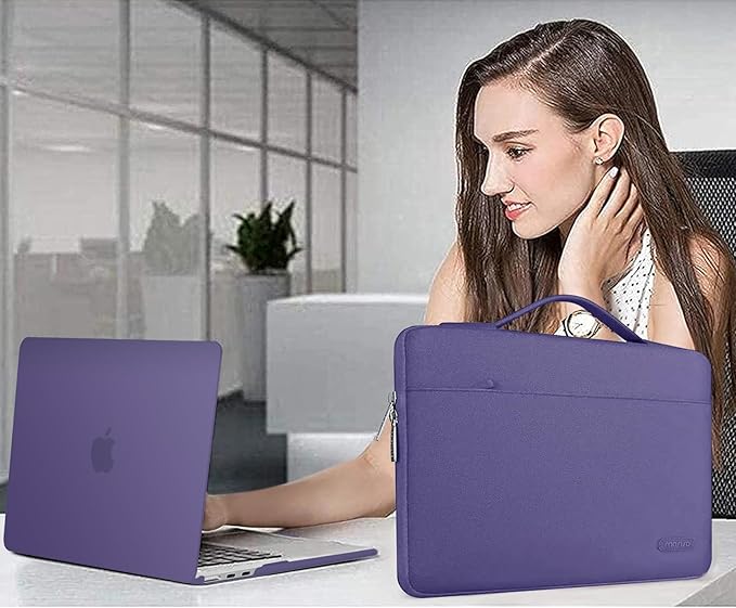 MOSISO Compatible with MacBook Air 13 inch Case 2025 2024 2023 2022 M4 A3240 M3 A3113 M2 A2681, Hard Shell&Sleeve Bag&Keyboard Skin&Webcam Cover&Screen Film for MacBook Air 13.6 inch, Imperial Purple