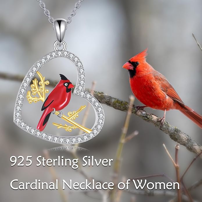 YFN 925 Sterling Silver Hummingbird/Cardinal/Cat Necklace for Women Animal Pendant with Adjustable 18"+2" Chain Jewelry Gift for Christmas, Valentine's Day, Mother's Day, Birthday-Gift Box Included