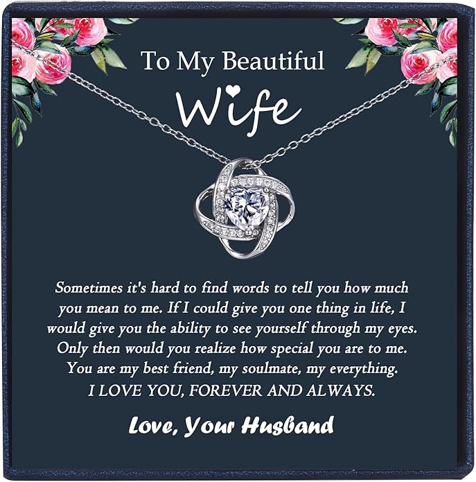 EPIRORA Sterling Silver Cubic Zirconia Love Knot Pendant Necklace for Women, Graduation Birthday Christmas Jewelry Gifts for Friends/Wife/Sister/Daughter/Mom