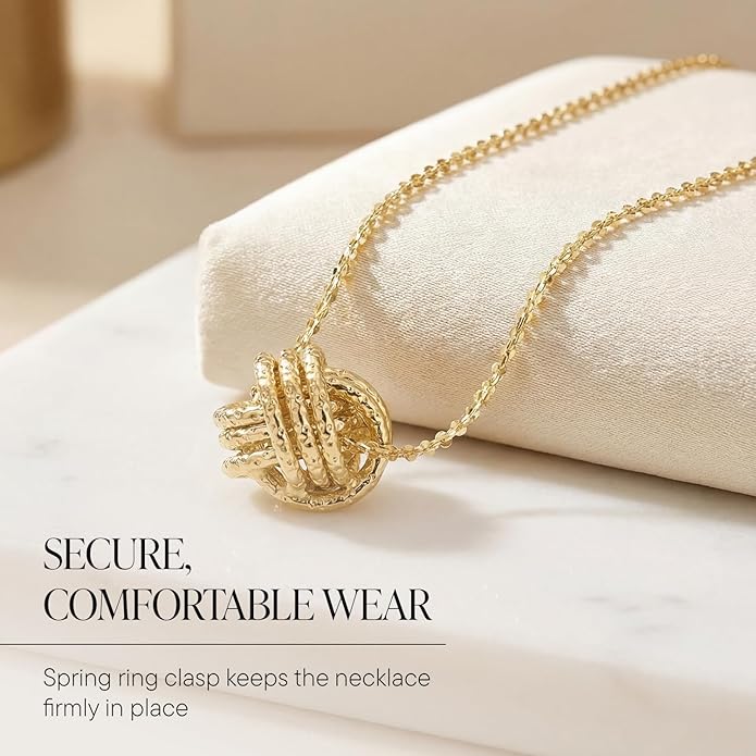 Ross-Simons 0.8mm Italian 14kt Yellow Gold Textured Love Knot Necklace, Necklace for Women, Gold Jewelry, Christmas, Birthday Gift