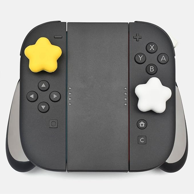 Star-Shaped Thumb Grips for Nintendo Switch 2 4PCS Soft Silicone Joystick Caps, Yellow & White, Anti-Slip