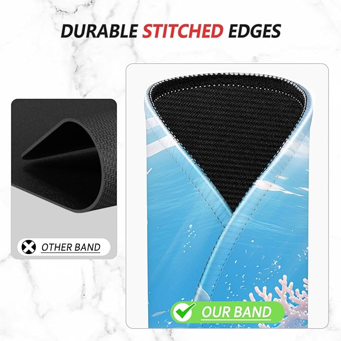 ITNRSIIET Mouse Pad Non-Slip Rubber Base Smooth Surface Stitched Edges Waterproof Durable Compatible with All Mice for Office & Gaming, Desk Accessory, Diameter 8.7 inch, Ocean