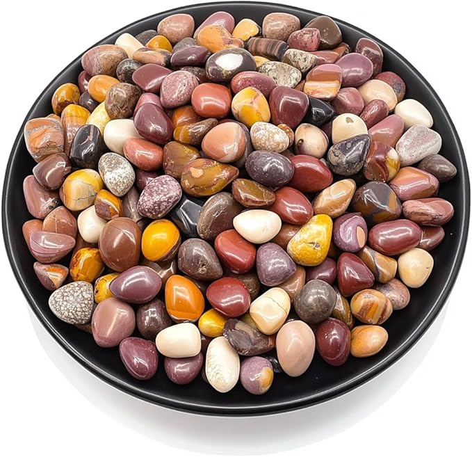 Polished Mookaite Jasper Crystal Chips 200 Pcs - 0.3" 10 oz Tumbled Stone Chips Crushed Sea Glass Stones Healing Reiki Crystal Making Home Decoration