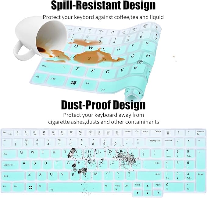 CaseBuy Keyboard Cover for 2022 15.6" Lenovo ThinkPad E15 Gen 4 3 2 T15 L15 T15p Gen 3 2 1 L15 P51s P52 P52s P53 P72 P73/ThinkPad E580 E590 E595 L580 L590/ThinkPad T570 T575 T580 T590, Gradual Mint