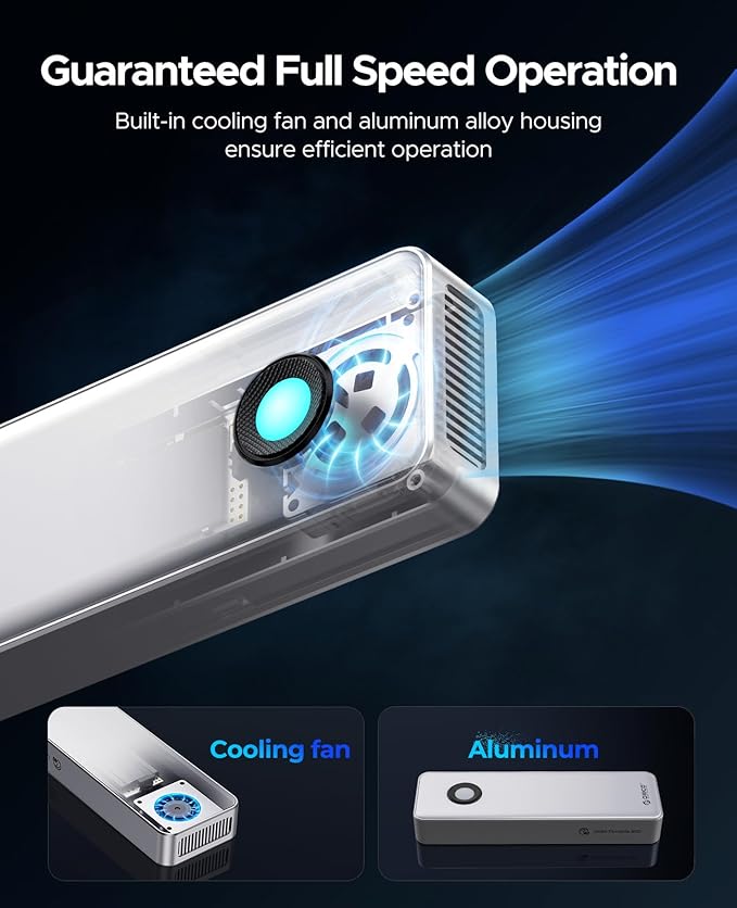 ORICO 2TB Portable SSD for 3700MB/s, RGB External Solid State Drive with 40Gbps 2 in 1 USB C Cable, Built-in Cooling Fan, Compatible with Thunderbolt 4/3, USB 4.0, PSSD - R3700