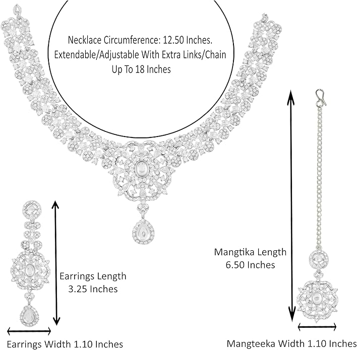 Touchstone Indian jewelry sets for women gold wedding tikka necklace set guest costume fancy bridal jewellery rhinestone crystal elegant formal prom evening wear dainty accessories