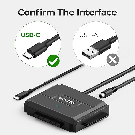 Unitek IDE/SATA to USB C 3.0 Adapter, Universal IDE Hard Drive Little Triangle pro Converter for 2.5"/3.5" Inch IDE and SATA External HDD/SSD, Support 10TB