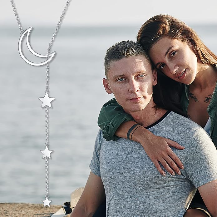 Long Necklace Sterling Silver Larait Bar Y Lariat Long Chain Drop Adjustable Necklace Gift for Her, 30"