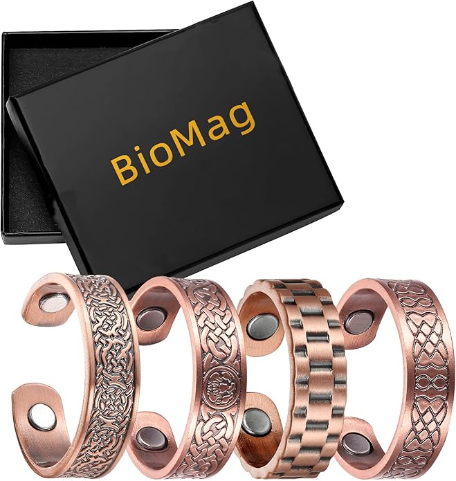 BioMag Magnetic Rings, Pure Copper Rings for Men Women, Adjustable Fingers Thumb Ring Jewelry Gift