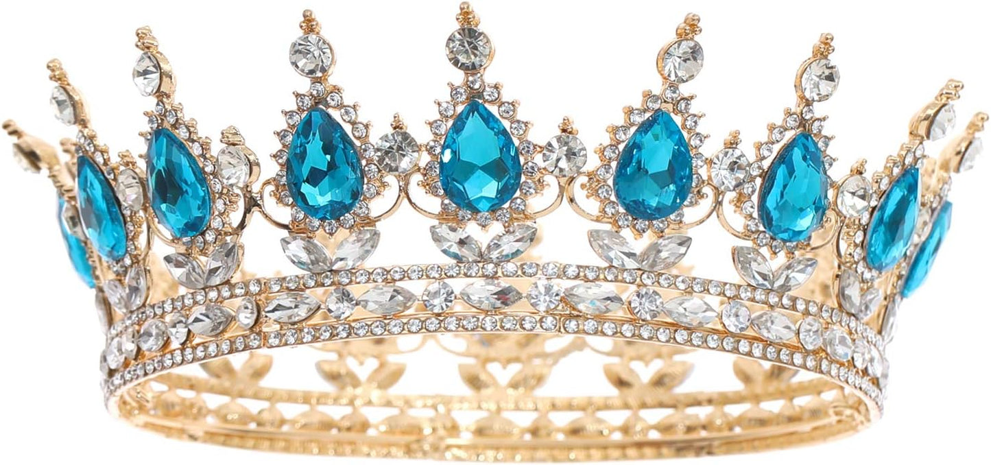 FORSEVEN Queen Crown Rhinestone Wedding Crowns and Tiaras for Women Costume Party Hair Accessories Princess Birthday Crown Crystal Bridal Crown Halloween Decorations Headband